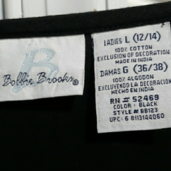 Bobbie Brooks Floral Embroidered Black  Top Button Down 100% Cotton Size Large - Picture 6 of 10